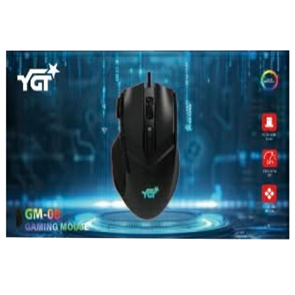 YGT GM-08 8D Wired RGB Gaming Mouse - Black