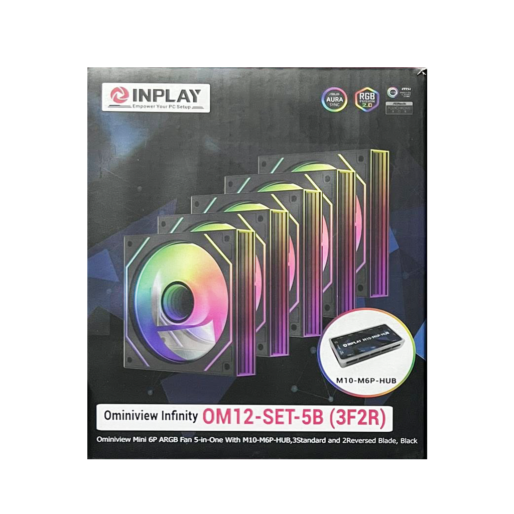 Inplay OM12-SET-5B (3F2R) Omniview 5-in-One Set ARGB Fan -Black