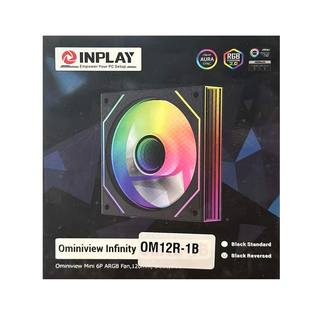 Inplay OM12R-1B Reversed Blade Omniview Single ARGB Fan -Black