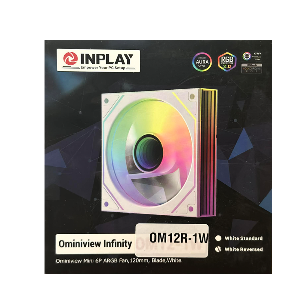 Inplay OM12R-1W Reversed Blade Omniview Single ARGB Fan -White