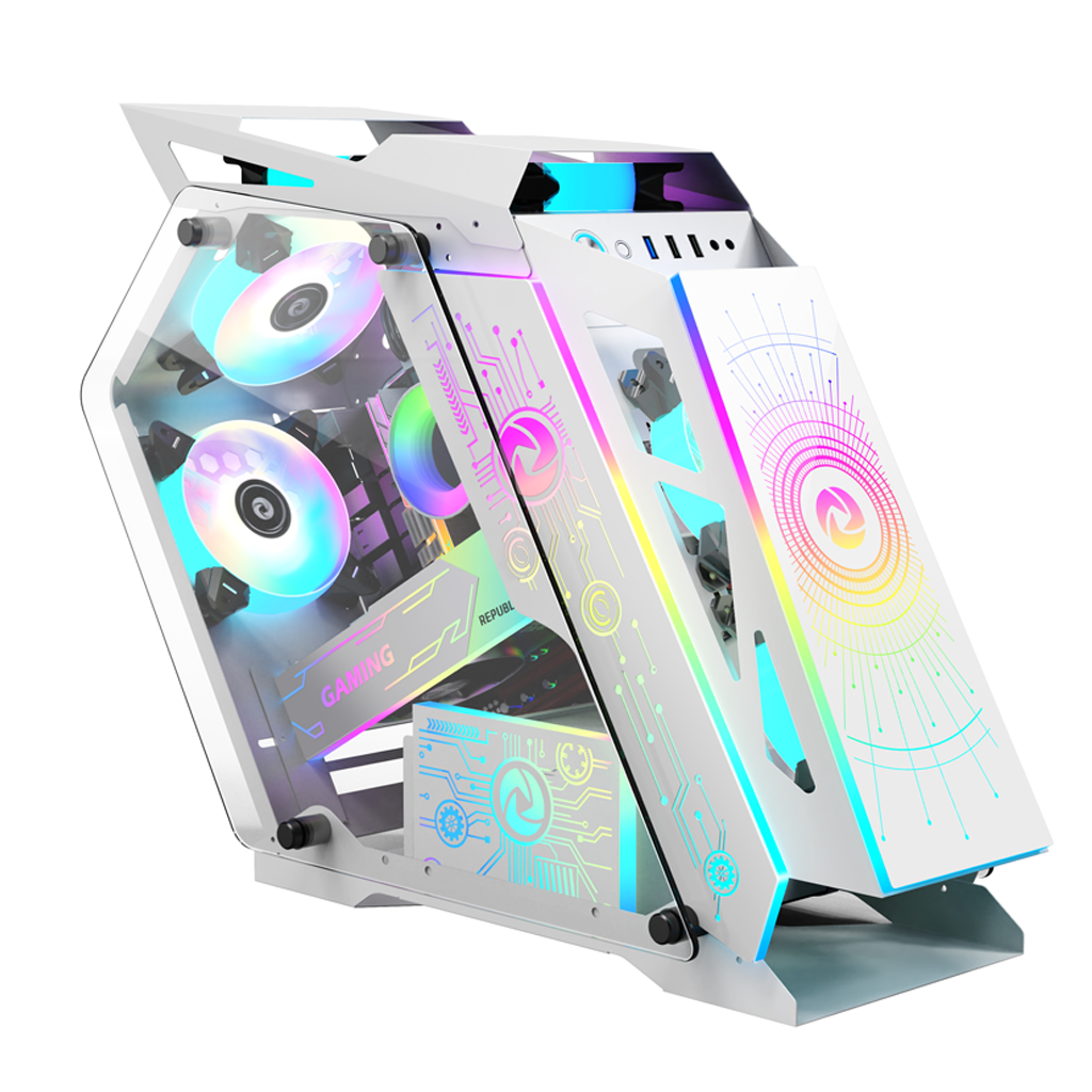 Inplay Thunder W/ 6 ARGB Fan Robot Design MATX Case -White